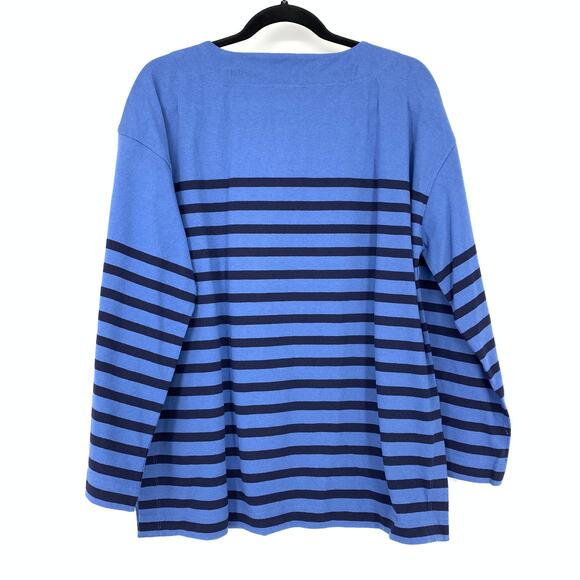 J.Crew Mariner Cloth Tunic Blue Two Tone Womens Sz S Split Neck 100% Cotton NEW - Picture 2 of 7